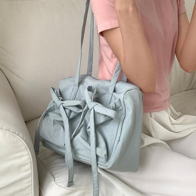 【MoonDy】尼龍托特包 蝴蝶結包包 托特包 可愛包包 超能裝包包 肩背包 輕量單肩包 尼龍通勤包 大容量肩背包 女包包 禮物
