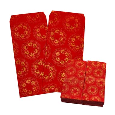 【六分埔禮品】萬年紅金紋魚紋紅包袋-300入(過年新年快樂龍年春節小物婚慶春酒尾牙造型紅包)