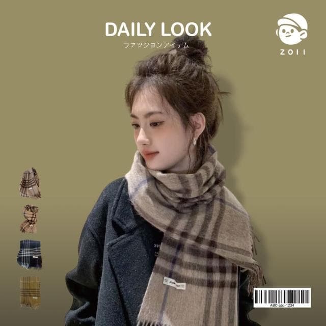 【ZOII 佐壹】經典格紋羊毛100%圍巾 披肩 圍巾 圍脖 禦寒 保暖 羊毛圍巾 賞雪圍巾 保暖圍巾 #322058