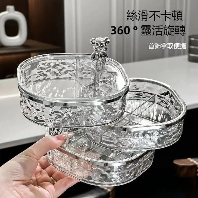 Quality 聚家 旋轉首飾收納盒 新款飾品收納盒 透明珠寶盒（可旋轉/透明可視/分層收納）耳飾項鏈手鏈收納/收納盒/旋轉飾品盒/珠寶盒
