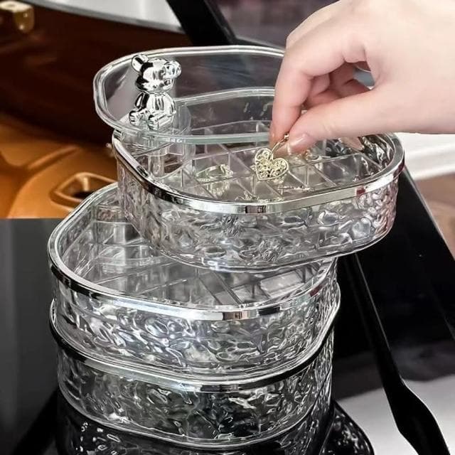 Quality 聚家 旋轉首飾收納盒 新款飾品收納盒 透明珠寶盒（可旋轉/透明可視/分層收納）耳飾項鏈手鏈收納/收納盒/旋轉飾品盒/珠寶盒