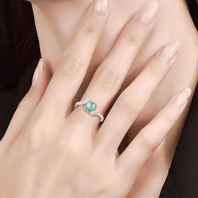 【Paiya 派亞】S925銀鑲A貨翡翠藍水蛋面戒指冰種玉石指環女戒簡約可調節交換禮物/送禮