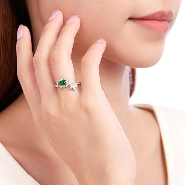 【Paiya 派亞】S925銀鑲嵌A貨翡翠葫蘆陽綠冰種玉石戒指時尚指環女款可調節送禮好物/交換禮物