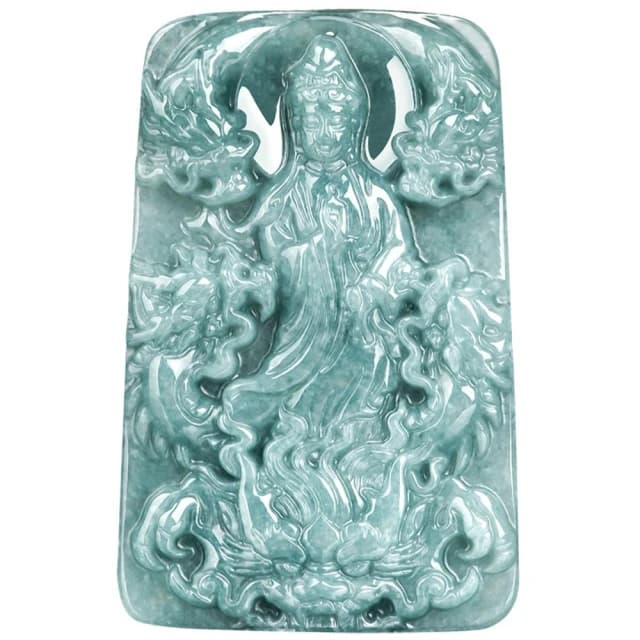 【Paiya 派亞】a貨翡翠藍水神龍觀音龍牌吊墜冰種玉石挂件男士項鏈女款玉佩交換禮物/送禮