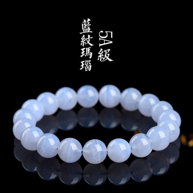 【Paiya 派亞】8MM藍紋瑪瑙圓珠手鏈 天藍色條紋藍瑪瑙手鏈送禮好物/交換禮物