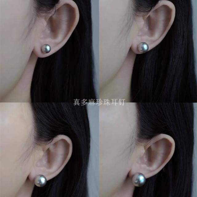 【Paiya 派亞】真多麻灰色珍珠耳釘女冷淡風簡約高級感耳飾交換禮物/聖誕禮物/送禮