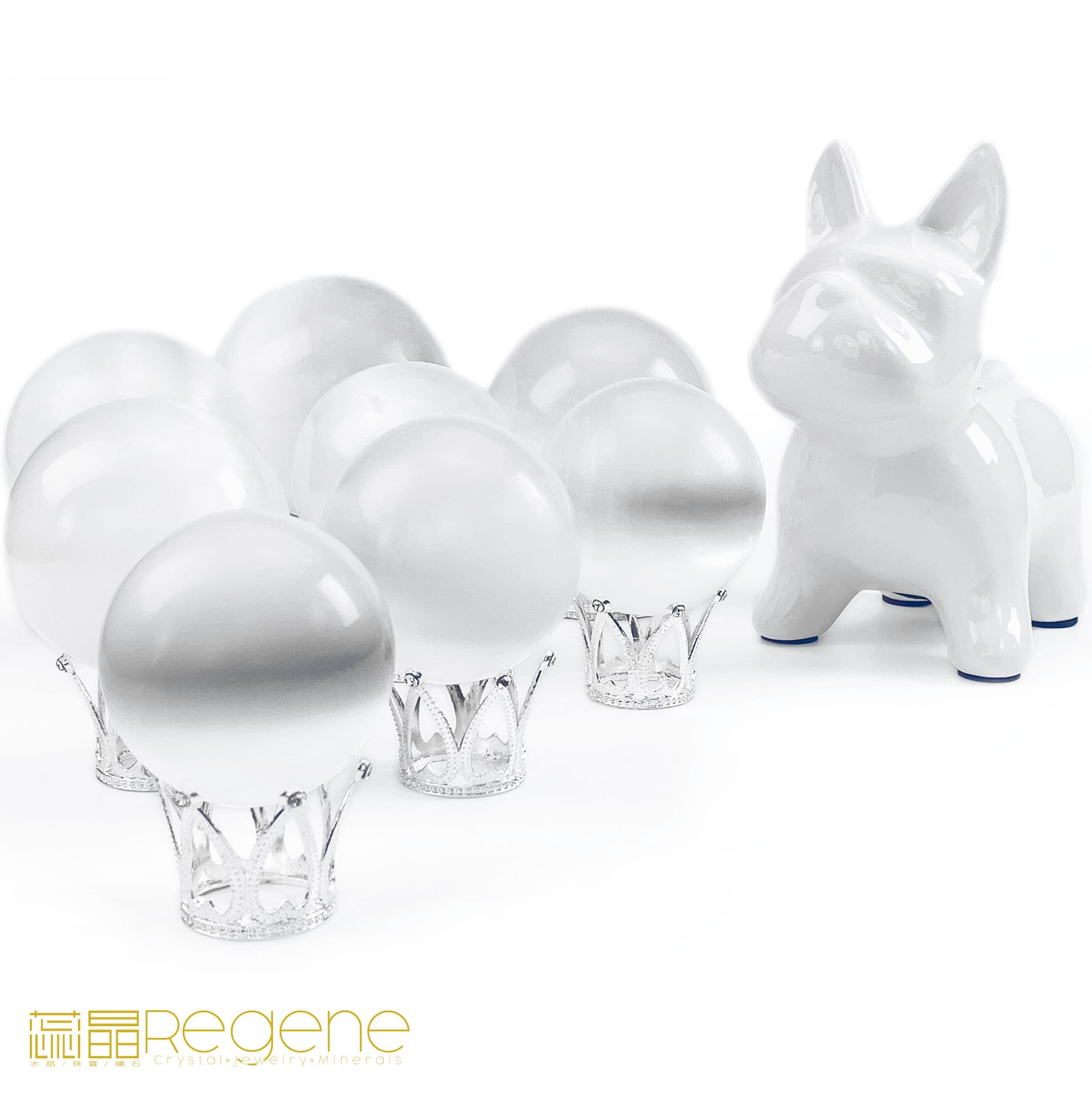 REGENE透石膏晶球透石膏球，透石膏、水晶球、水晶消磁、瑜珈、冥想淨化、正能量、脈輪、生命靈數、靈修療癒、五行元素、禮物