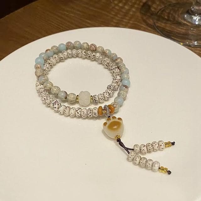 【Paiya 派亞】貓爪星月菩提盤纏壽山石手鏈女生輕奢小衆精致新中式串珠珠子手串交換禮物/送禮