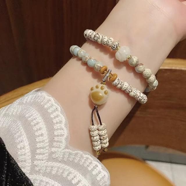 【Paiya 派亞】貓爪星月菩提盤纏壽山石手鏈女生輕奢小衆精致新中式串珠珠子手串交換禮物/送禮