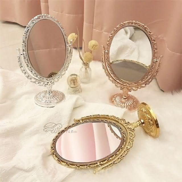大信百貨》歐式/復古/宮廷/公主風旋轉雙面立鏡 化妝鏡 彩妝 禮物 質感 情人節 鏡子，公主鏡