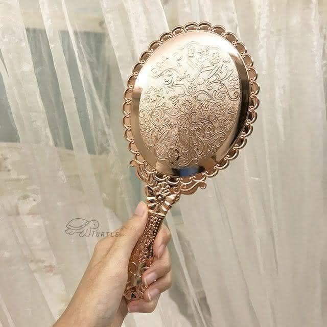 金銀 手拿鏡 質感禮物 歐式鏡子 小鏡子 鏡子隨身 來店禮 化粧鏡 復古 紋綉
