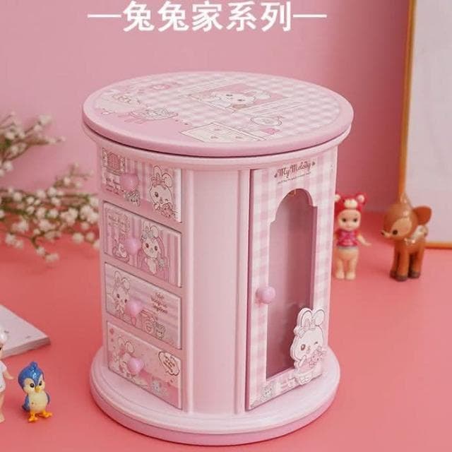 可愛兔子小茶兔多層收納盒音樂兒童化妝盒卡通禮物木質首飾盒女生9.27