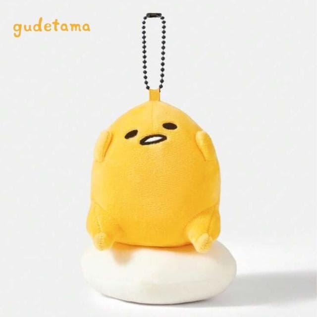 【gudetama 蛋黃哥】gudetama蛋黃哥卡通刺繡超可愛鑰匙圈毛絨玩偶吊飾(閨蜜女兒女友老婆生日聖誕交換禮物)