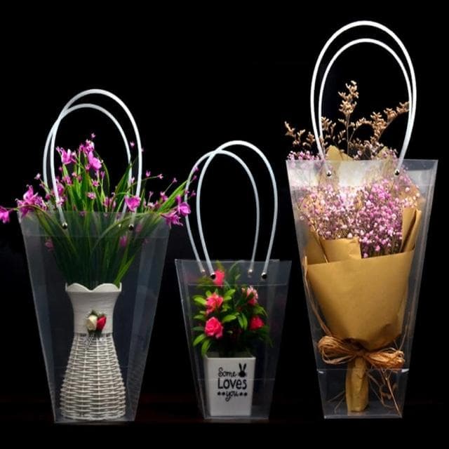 植物提袋 花袋 / 頂大號 / PP透明 梯形 花束包裝袋 防水袋 花藝袋 鮮花袋 盆栽袋