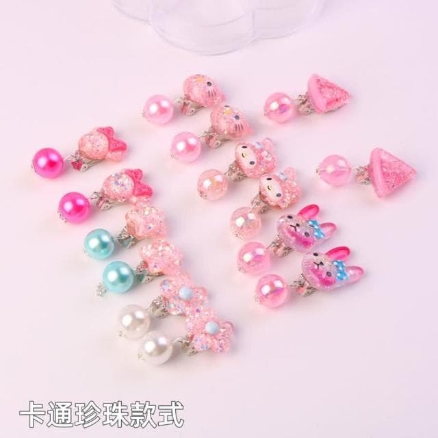 ❤️Annie❤️兒童無耳洞夾式耳環 女童飾品 兒童耳環 無耳洞耳夾 女童配件 兒童禮物 可愛學生首飾 卡通 蝴蝶結珍珠