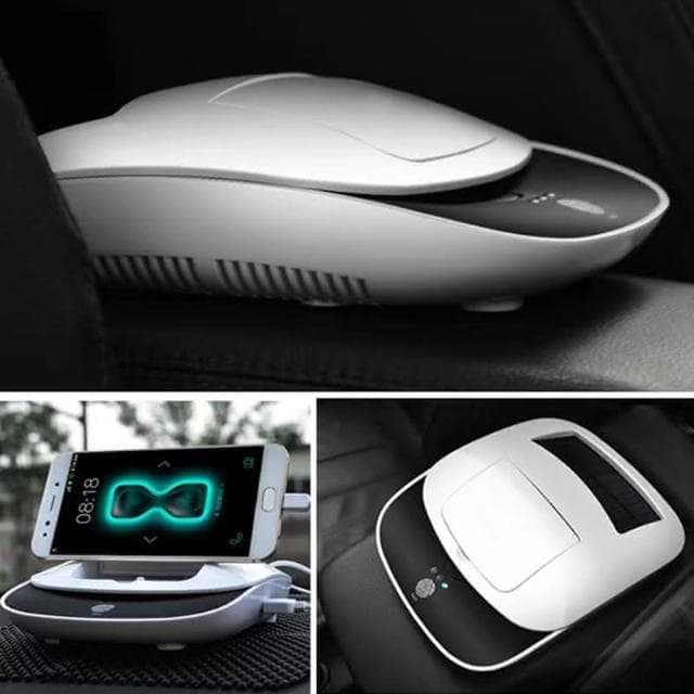 HMee 匯美 車載空氣凈化器 手機支架 充電寶 智能多功能汽車內氧吧 車用太陽能淨化器
