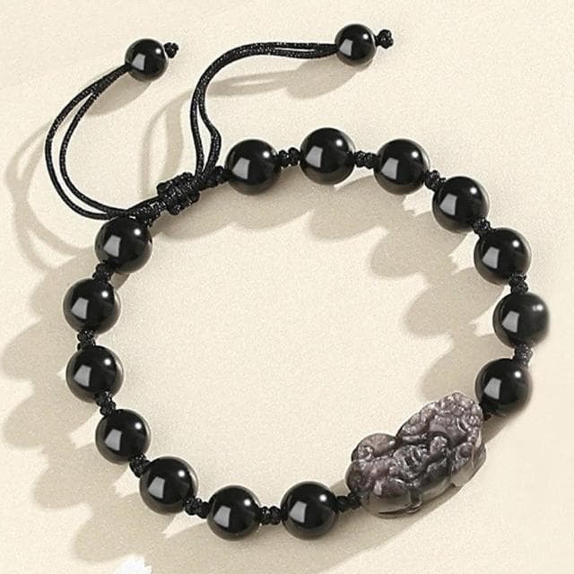 【MoonDy】水晶手鍊 草莓晶 黑曜石 銀耀石 手工編織 手鍊 手環 招財納福 招桃花 串珠 貔貅 情侶手鍊 飾品 情人節禮物