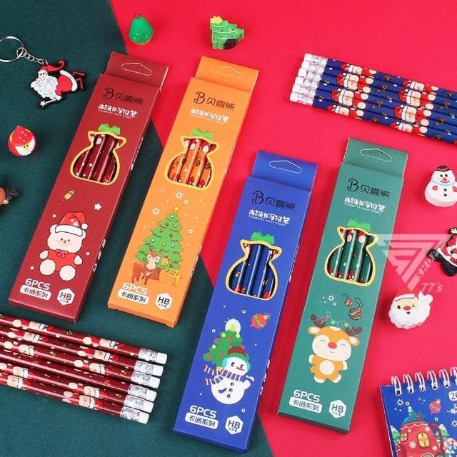 『聖誕節小禮物 禮品 文具』文具組 鉛筆 多色原子筆 圓珠筆 分享禮 4色筆 筆記本 小本本 文具禮盒 禮物 賣場1