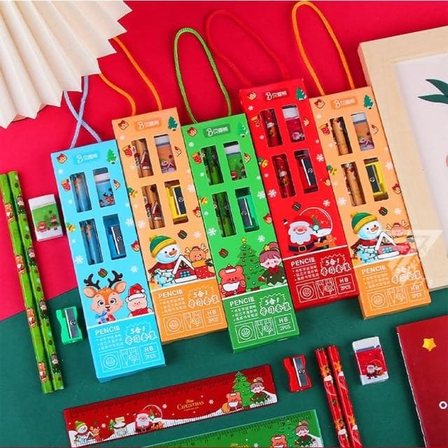 『聖誕節小禮物 禮品 文具』文具組 鉛筆 多色原子筆 圓珠筆 分享禮 4色筆 筆記本 小本本 文具禮盒 禮物 賣場1