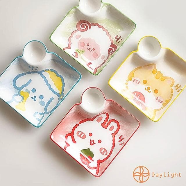 【Daylight】動物圖案水餃盤-單入1個水餃盤 水果盤 炸物盤 陶瓷盤 北歐 盤子 可微波 入厝禮 餐盤 沙拉盤