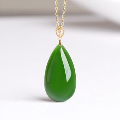 【Paiya 派亞】菠菜綠老料和田玉碧玉水滴正品18K金鑲嵌玉石項鏈男女款送禮好物/交換禮物