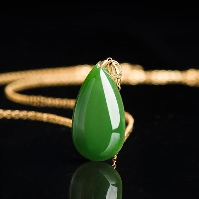 【Paiya 派亞】菠菜綠老料和田玉碧玉水滴正品18K金鑲嵌玉石項鏈男女款送禮好物/交換禮物