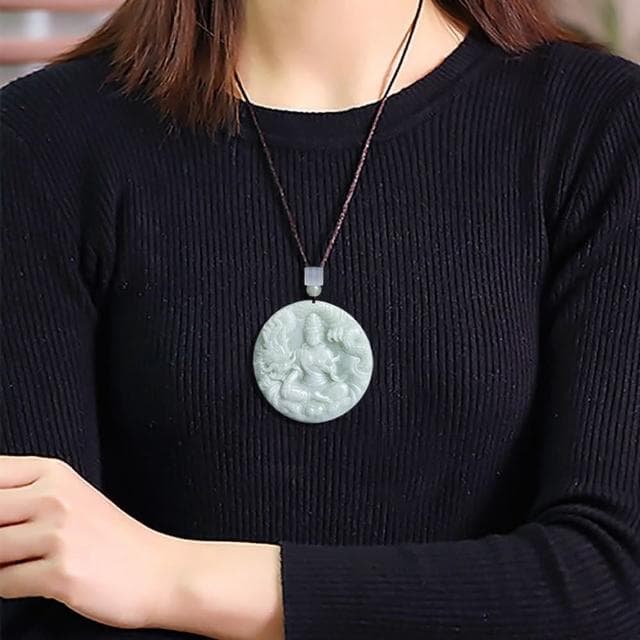 【Paiya 派亞】緬甸a貨翡翠神龍觀音龍牌吊墜冰種玉石挂件男士項鏈女款玉佩交換禮物/送禮
