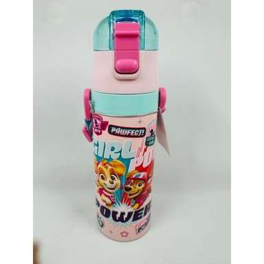 【Skater】附揹帶 日本2024彈壓式粉色汪汪隊不鏽鋼兒童水壺 470ml (交換禮物 聖誕禮物 直飲 保溫保冷 SDC4)