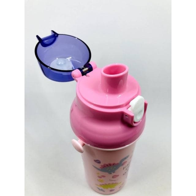 【Skater】附揹帶/姓名貼 日本2025 恐龍粉色/深色 矽膠兒童直飲式水壺 480ml (交換禮物 聖誕禮物 PSB5TR)