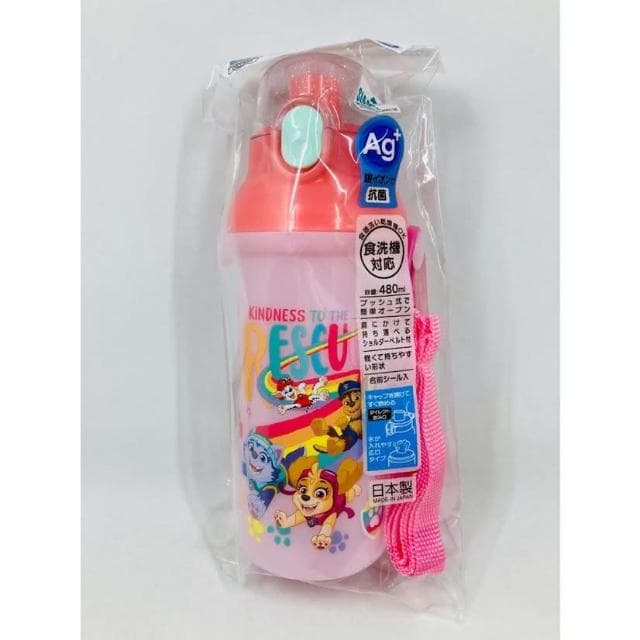 【Skater】附揹帶/姓名貼 日本粉色汪汪隊狗狗 兒童矽膠直飲式水壺 480ml (交換禮物 聖誕禮物 PSB5SANAG 22)