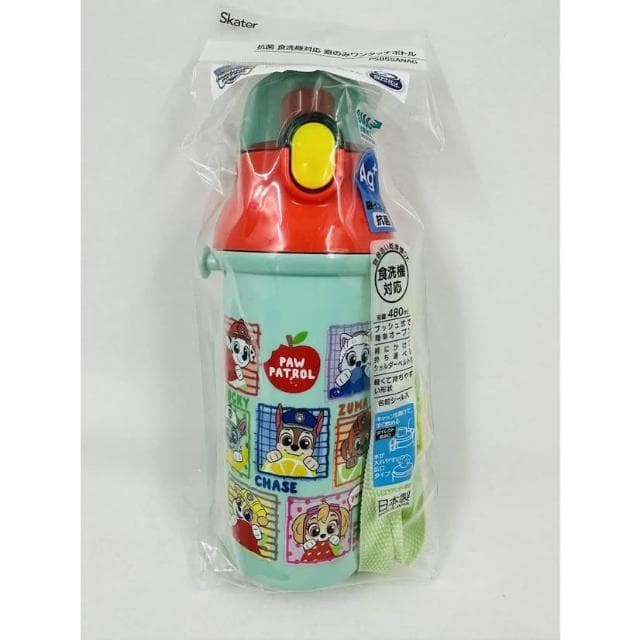 【Skater】附揹帶/姓名貼 日本2023 綠色汪汪隊 480ml 兒童直飲式水壺 (交換禮物 聖誕禮物 銀離子 PSB5SANAG)