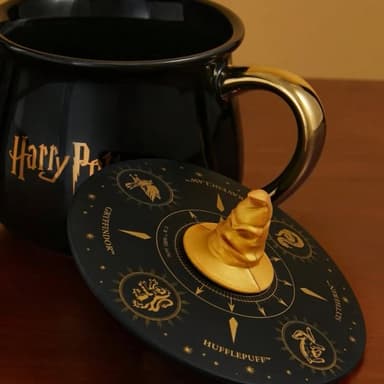 【Harry Potter 哈利波特】週邊正版授權聯名哈利波特分類帽黑色矽膠杯蓋(時尚質感裝飾杯子聖誕交換生日禮物)