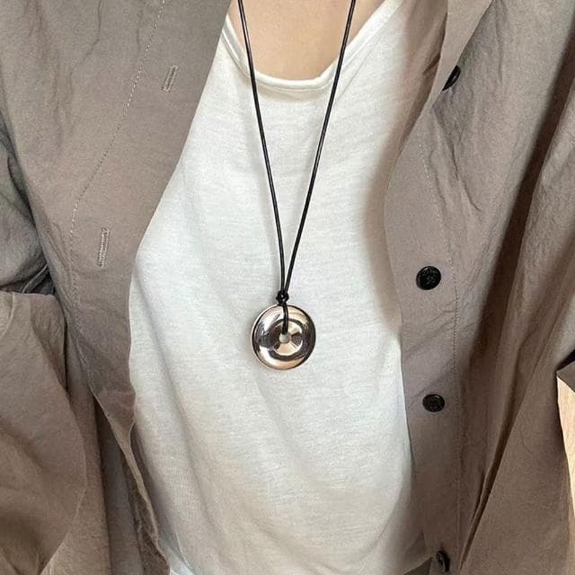 【MoonDy】飾品 歐美項鍊 小酒壺 小圓環 皮繩項鍊 項鍊 男女同款 吊墜 吊飾 白金項鍊情侶項鍊 禮物 325
