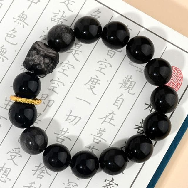 【MoonDy】銀曜石 水晶 醒獅 手串 文玩 佛珠 佛珠手鍊 手鍊 手鍊女 手鏈 禮物 平安手鍊 手鍊男 招財手鍊 水晶手鍊