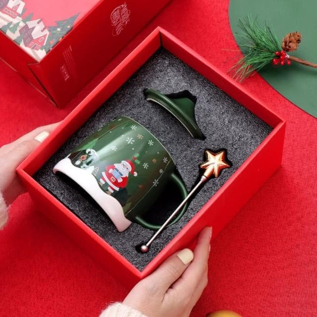 【CW LIFEGROUP 可營生活選物】台灣現貨 | 24H快速發貨  可營選物 高顏值聖誕馬克杯 馬克杯 辦公室咖啡杯子 奶杯 帶蓋勺 聖誕禮物 交換禮物(聖誕禮物 交換禮物)