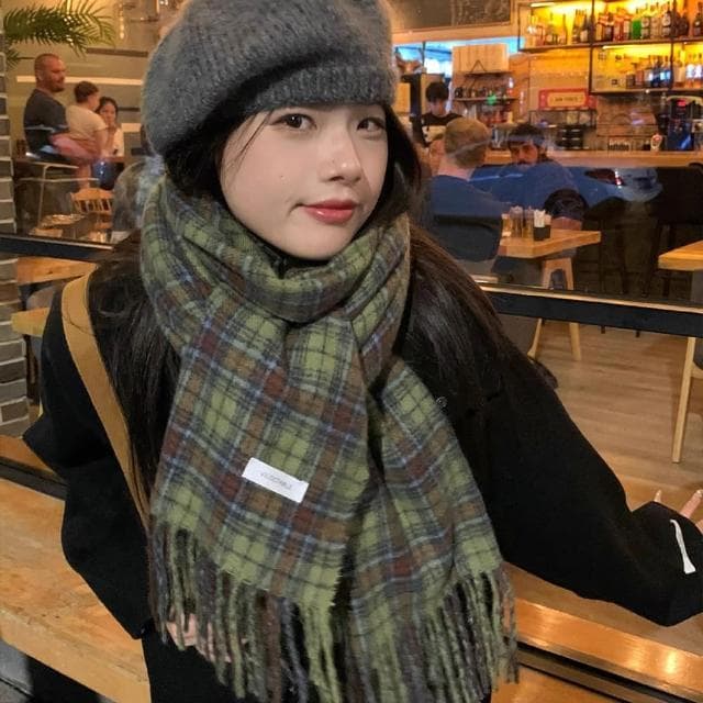 【MoonDy】圍巾 披巾 復古圍巾 格子圍巾 韓國圍巾 高級感 保暖披肩 冷氣毯 防風毯 女生圍巾 圍脖 羊毛圍巾 女生禮物