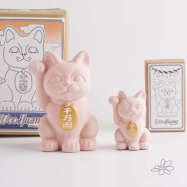 Woohuang超可愛五吋高12.5公分 彩色招財貓(開店禮 公仔 交換禮物 招財 水泥 生日禮物 紀念日 財運)