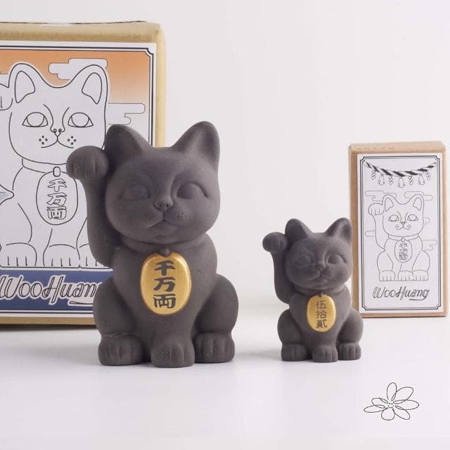 Woohuang超可愛五吋高12.5公分 彩色招財貓(開店禮 公仔 交換禮物 招財 水泥 生日禮物 紀念日 財運)