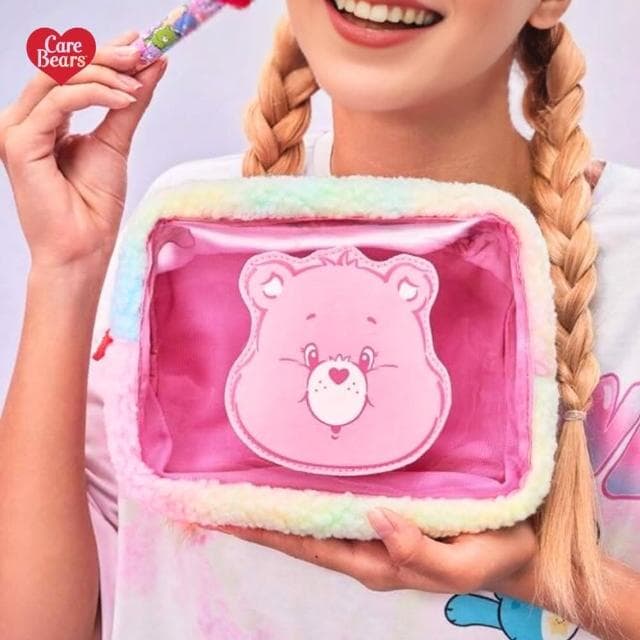 【Care Bears】美國彩虹熊愛心熊Care Bears彩虹毛絨化妝包筆袋旅行包(閨蜜女友女兒老婆生日聖誕交換禮物)