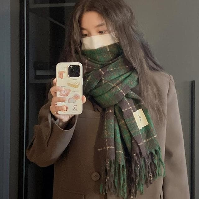【MoonDy】披肩 格子圍巾 羊絨圍巾 女圍巾 羊毛披肩 格紋圍巾 保暖圍巾 披肩毯 披肩圍巾 大圍巾 圍脖 空調小毯子 禮物