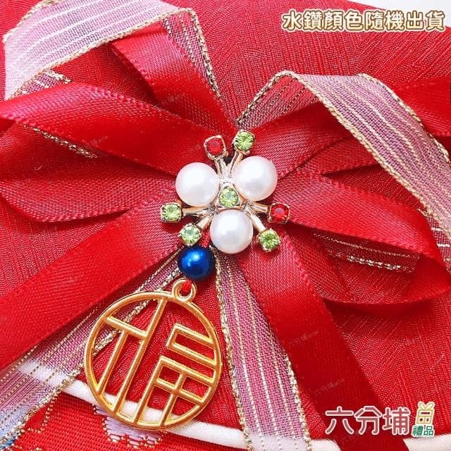 【六分埔禮品】珍珠雙色蝴蝶結橫式紅包-花朵-單入組(過年新年快樂龍年春節小物婚慶春酒尾牙造型紅包)
