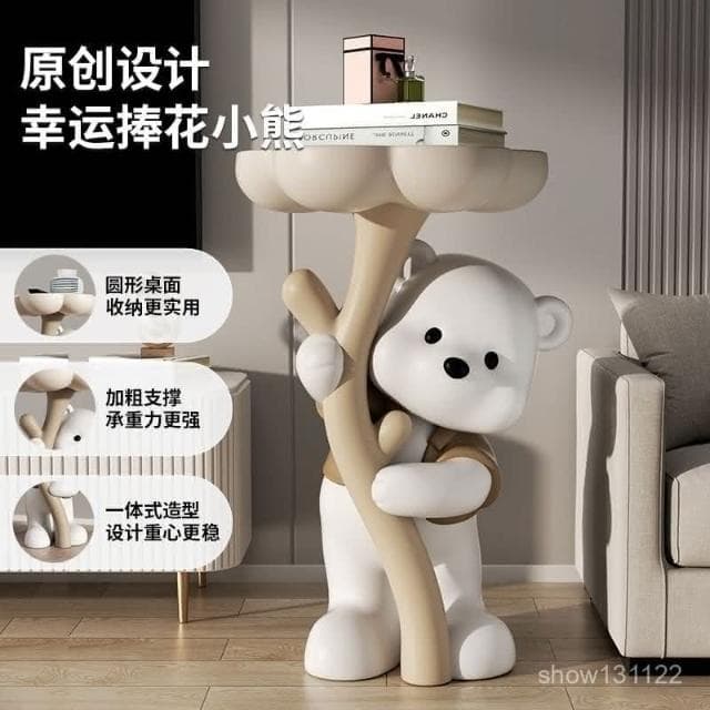 小茶桌 小方桌 茶幾 沙發邊桌小茶幾 造型茶幾 工業風茶幾 創意熊落地擺件客廳沙發電視櫃裝飾置物家居好物臥室佈置喬遷禮物