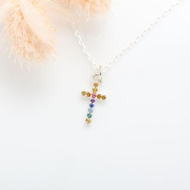 【Angel & Me】彩虹 鑽石 十字架 s925純銀項鍊 基督 聖誕節禮物