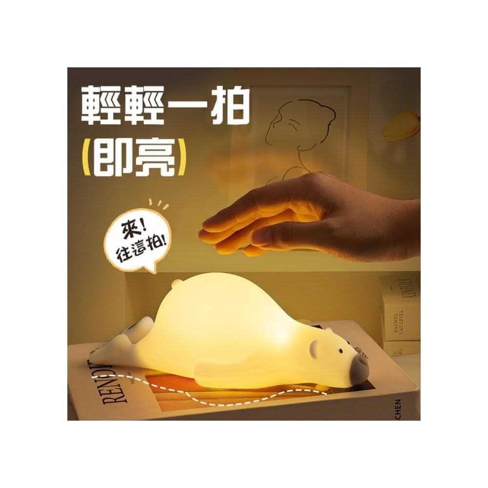 創意小夜燈懶趴熊充電拍拍燈 可愛矽膠臥室燈 生日送禮女生兒童LED檯燈(可愛矽膠臥室燈)
