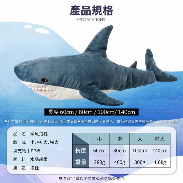 【AI Queen】多款任選!超大鯊魚抱枕(交換禮物/睡覺抱枕/鯊魚靠枕/大娃娃/創意禮物/生日禮物)