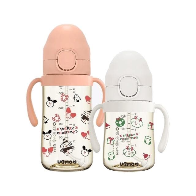 【UBMOM】2024聖誕限定款水壺(奶瓶) 200ml/280ml 白色禮物狗狗/粉色雪人麋鹿 任兩件送品牌提袋