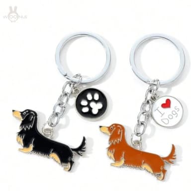 【WOONUE】1入高品質臘腸狗動物鑰匙圈扣(兒童 情人節 朋友 愛狗 婚禮小物 生日禮物)