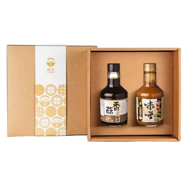 【菇王】兩入組禮盒-香菇素蠔油300ml +發現味噌高湯300ml (年節/伴手禮/春節送禮/送禮推薦/素食)