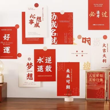 MIIPHA『新年小物』文青正能量明信片套組︱前程似錦（新年 居家 辦公 布置  創意文青 新年裝飾 正能量語錄 文青風 書法 明信片 祝福 許願 相框 壁貼 質感 禮物）