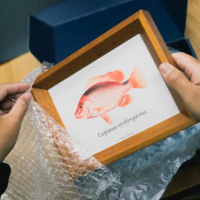 【RONIN 獵漁人】漁人圖鑑藝術畫 送禮 魚畫 畫框 拓印 手繪魚類畫 交換禮物 聖誕禮物